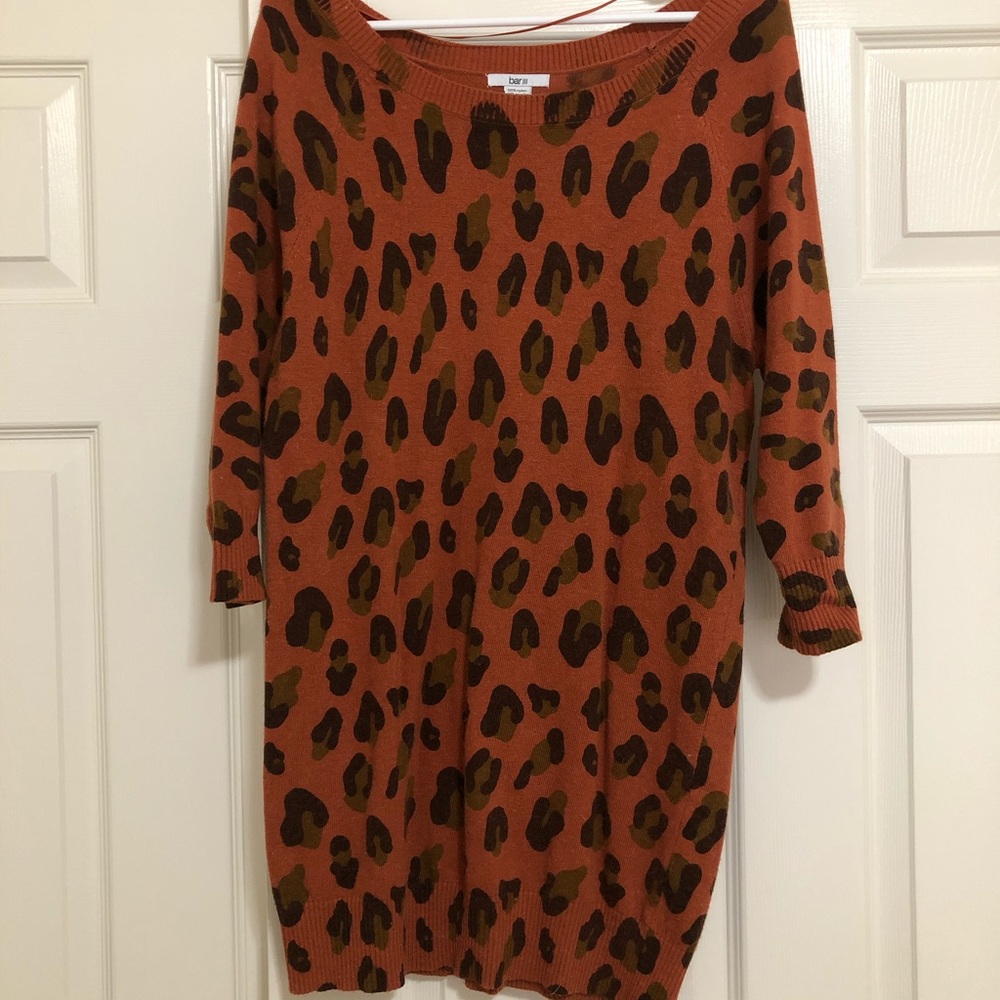 Bar III sweater tunic, leopard, 3/4 length sleeves